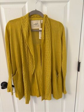NWT Angel Of The North Mustard Open-Front Cardigan
